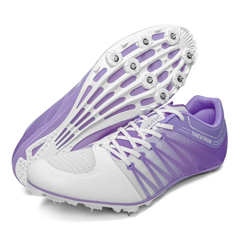 ZAKEY TRACK AND FIELD SHOES MEN WOMEN KIDS SPIKES SNEAKERS(8.5,WHITEPURPLE)